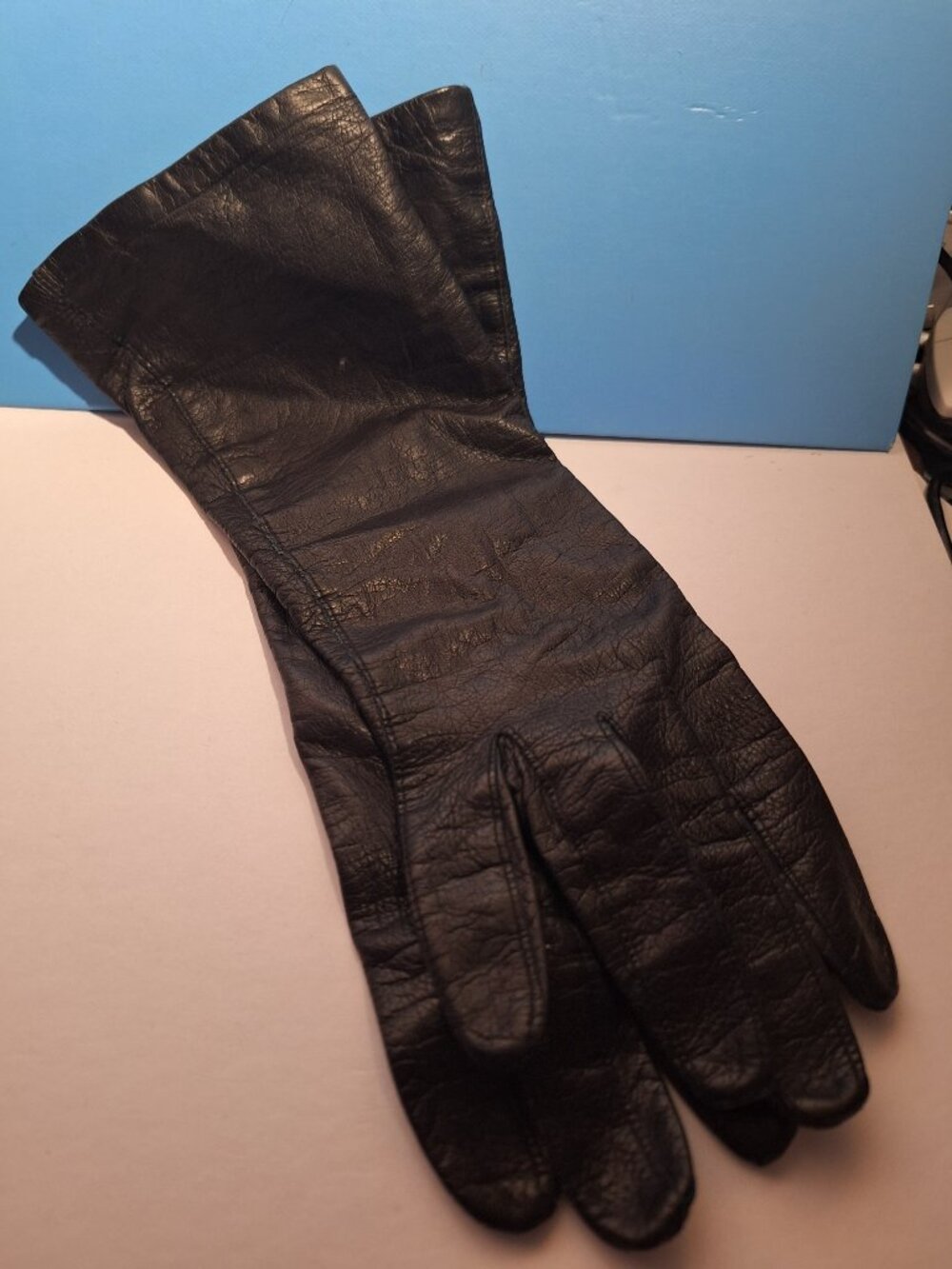 Black Leather Gloves Made in France Size 7 - Picture 13 of 16